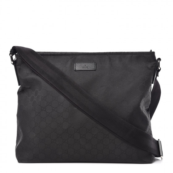 GUCCI Nylon Monogram Large Messenger Black 358080 | FASHIONPHILE