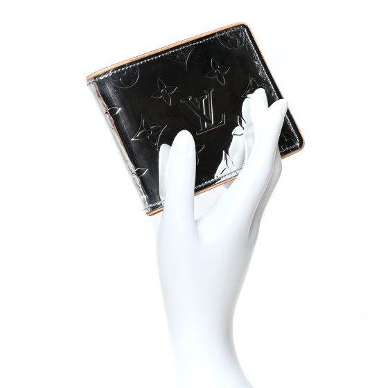 LOUIS VUITTON Monogram Mirror Slender Wallet Silver 1120679