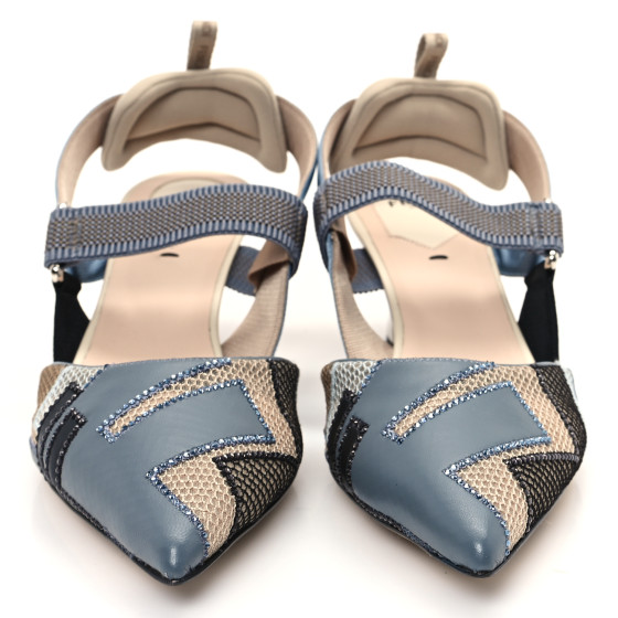 FENDI Mesh Lambskin Crystal FF Colibri 85mm Slingback Pumps