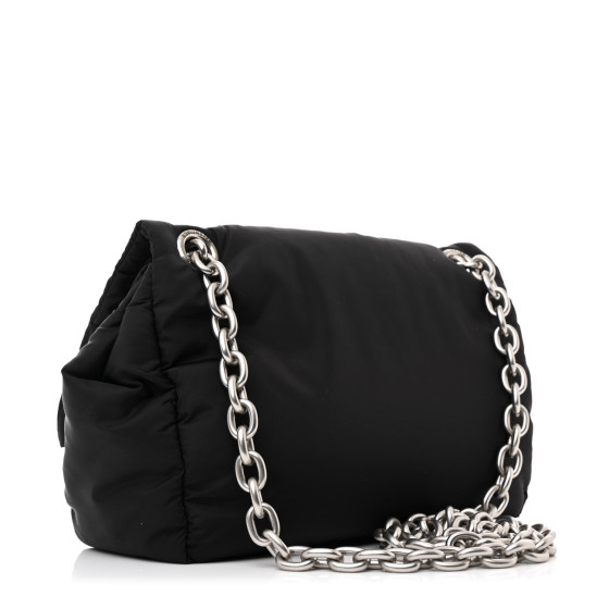 BALENCIAGA Nylon Mini Monaco Chain Shoulder Bag Black