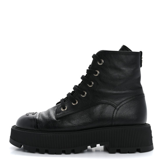 Chacott Lサイズ　黒 ユニダード Chanel CC Combat Boots Black Shiny Aged Calfskin Gold