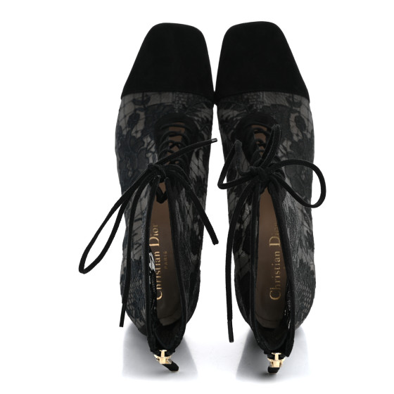 ショートブーツ・ブーティ Naughtily-D Dior Roses Embroidery Mesh & Suede Short Boots CHRISTIAN DIOR Suede Transparent Mesh Embroidered Roses