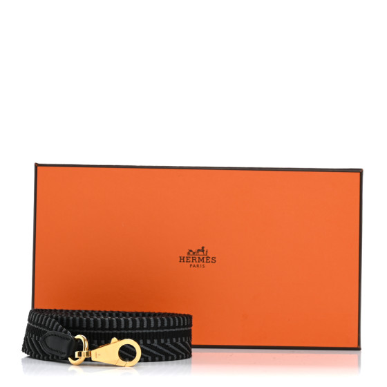 HERMES Toile Swift 25mm Sangle Cavale Shoulder Strap Gris