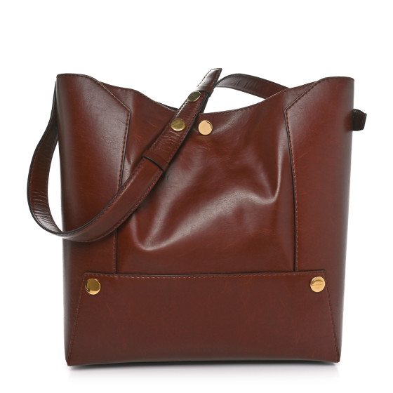 【関税&送料込】Stella Mccartney Bucket Bag Eco Alter Mat STELLA MCCARTNEY Eco Alter Nappa Popper Bucket Bag Cognac