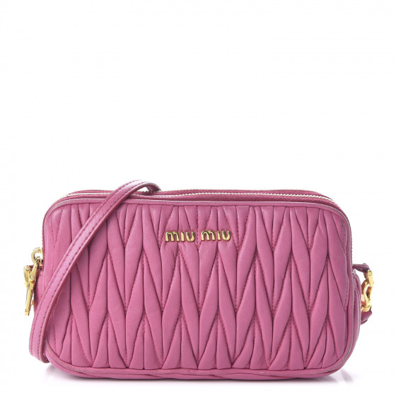 バッグ miu miu Matelasse Orchidea TU MIU MIU Nappa Matelasse Double Zip Crossbody Orchidea 400522