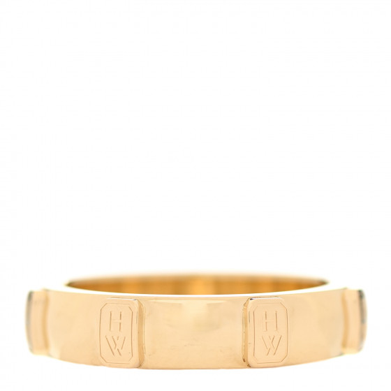 HARRY WINSTON 18K Yellow Gold Diamond HW Logo Single Diamond