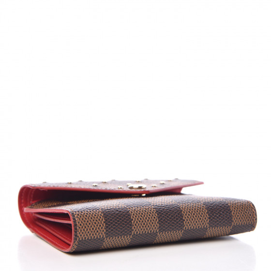 【残少】LouisVuitton ルイヴィトン DAMIER VICTORINEウォレット LOUIS VUITTON Damier Ebene Studded Victorine Wallet Cherry