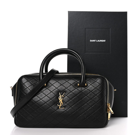VIP【関税送料無料】希少 Saint Laurent YSL Duffle Bag SAINT LAURENT Lambskin Lyia Quilted Duffle Bag Black 1476922