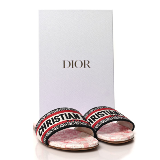 CHRISTIAN DIOR Canvas Embroidered Dioramour Dway Mules Slide