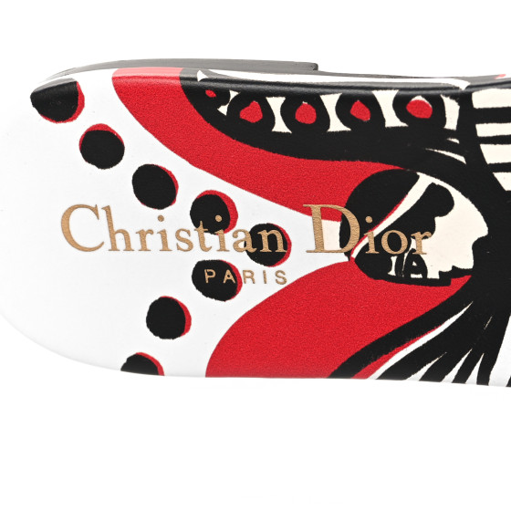 CHRISTIAN DIOR Canvas Cupidon Embroidered Dway Flat Slide