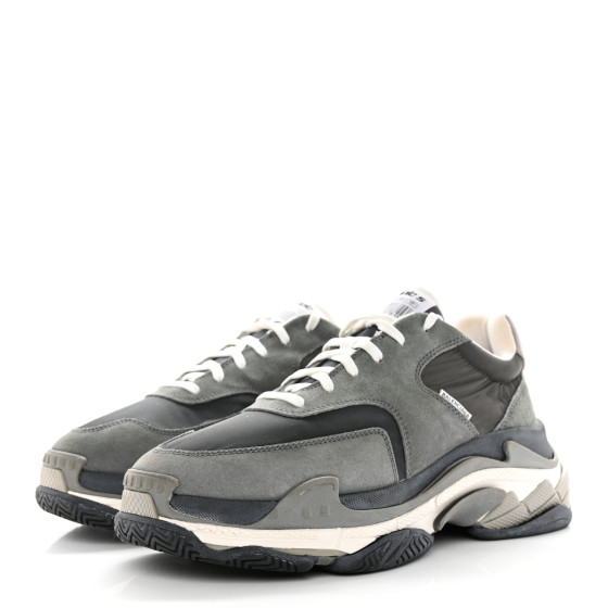 BALENCIAGA Fabric Mesh Mens Triple S Sneakers 44 Grey