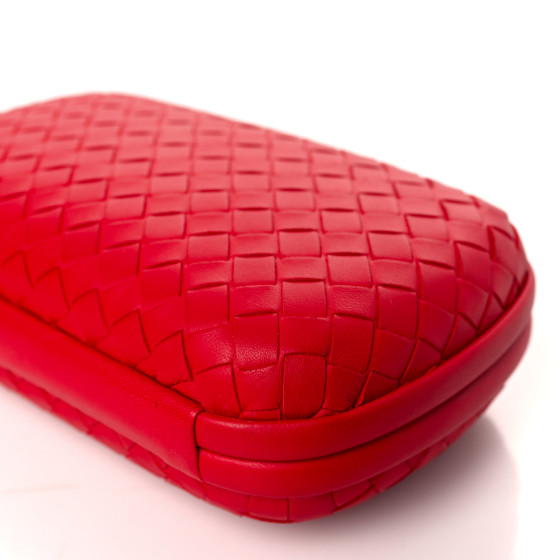 BOTTEGA VENETA Nappa Intrecciato Chain Knot Clutch China Red