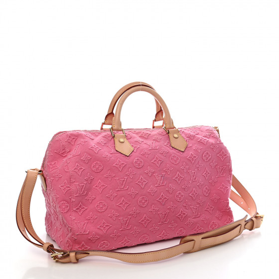 Louis Vuitton, Bags, Louis Vuitton Denim Monogram Stone Speedy Bandouliere  35 Rose