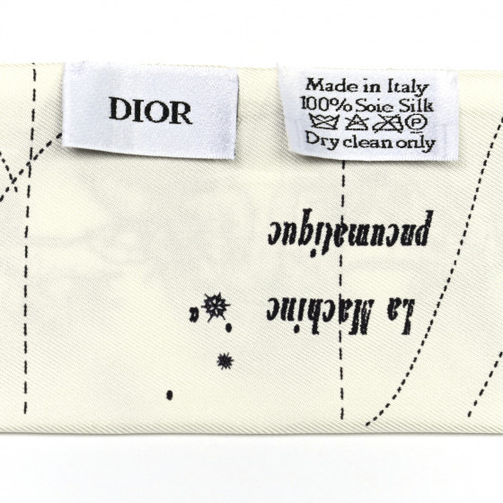 CHRISTIAN DIOR Silk Zodiac Mitzah Scarf White Black 846790