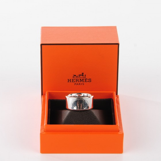HERMES Sterling Silver GM Eclipse Ruban Ring 59 8.75 114562