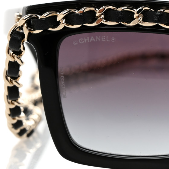 安価 ワタナベ CHANEL Acetate Metal Calfskin Chain Rectangle Sunglasses チーク