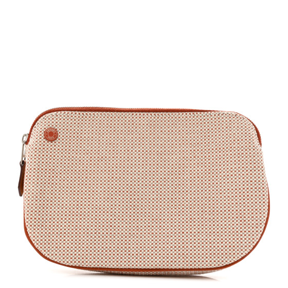 HERMES Tricolor Canvas Echappee Case Cognac