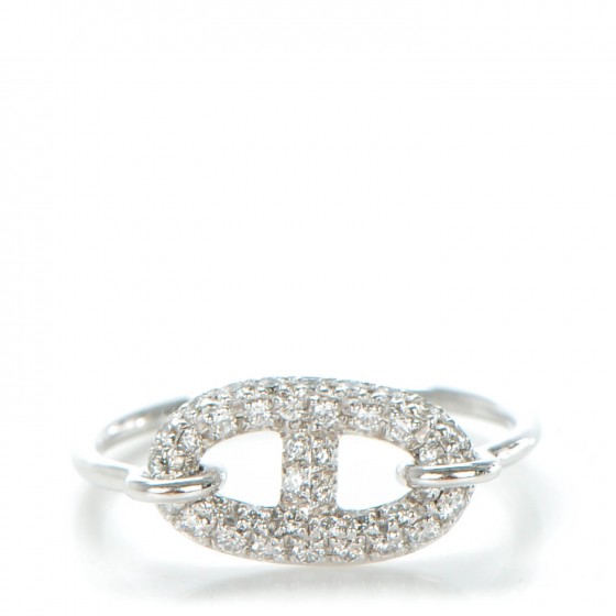 HERMES 稀少 上品 リング ホワイトゴールド ダイヤ H d'ancre PM HERMES 18K White Gold Diamond Chaine D'Ancre Ring 49 5