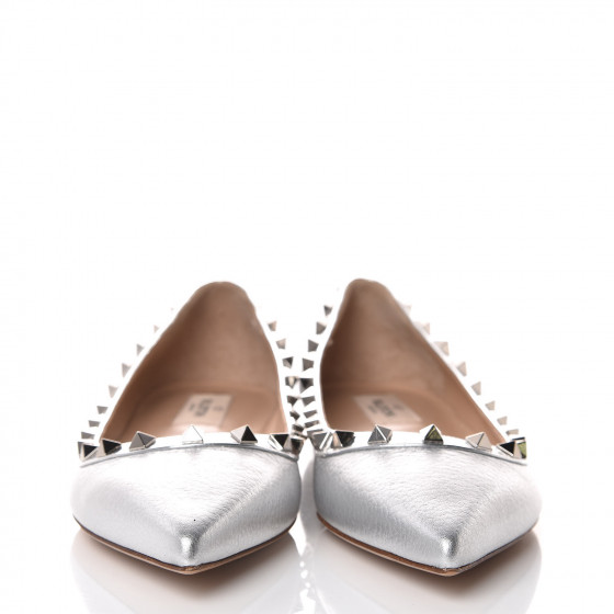 VALENTINO GARAVANI Metallic Pebbled Calfskin Rockstud
