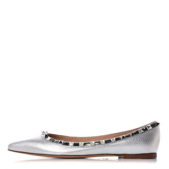 フラットシューズ VALENTINO GARAVANI Woman Ballet flats Silver 5W2S0HB6JXH R16 Valentino Garavani VLOGO Signature Metallic Silver Leather