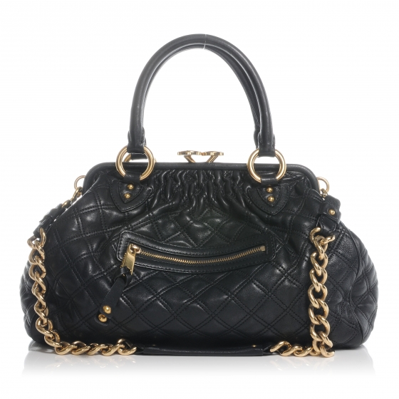 MARC JACOBS Quilted Leather Stam Bag Black 53585 | FASHIONPHILE