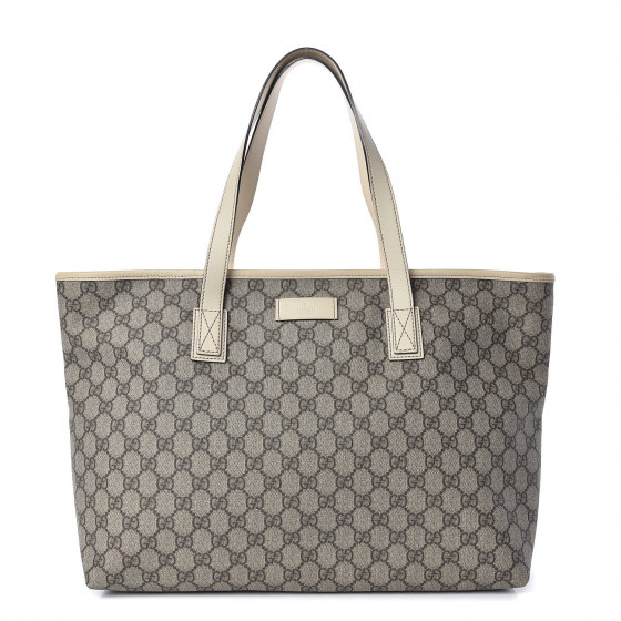 GUCCI GG Supreme Monogram Medium Zippered Shopping Tote Off