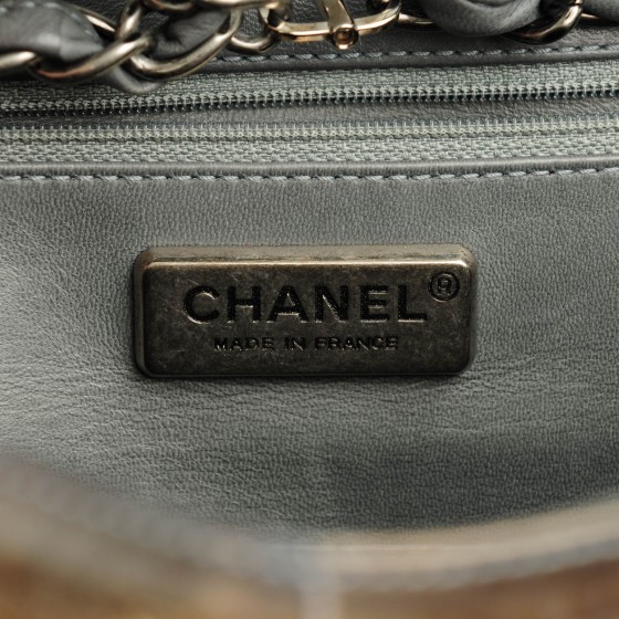 CHANEL Metallic Alligator Jumbo Single Flap Grey 141929