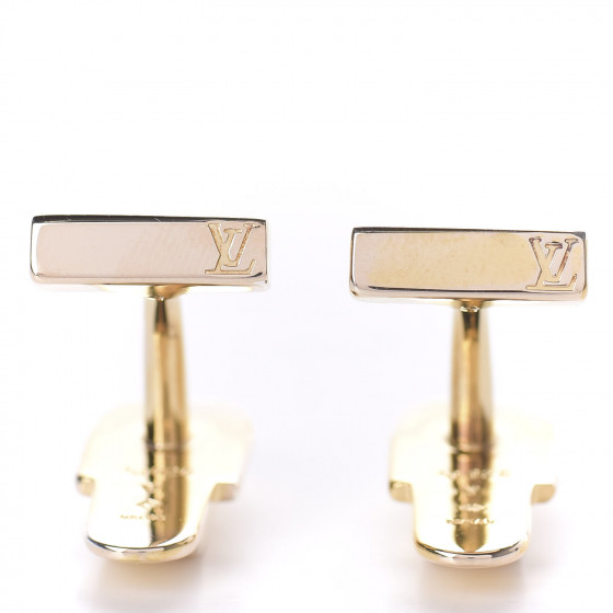 LOUIS VUITTON Sterling Silver Trunk Latch Cufflinks Gold