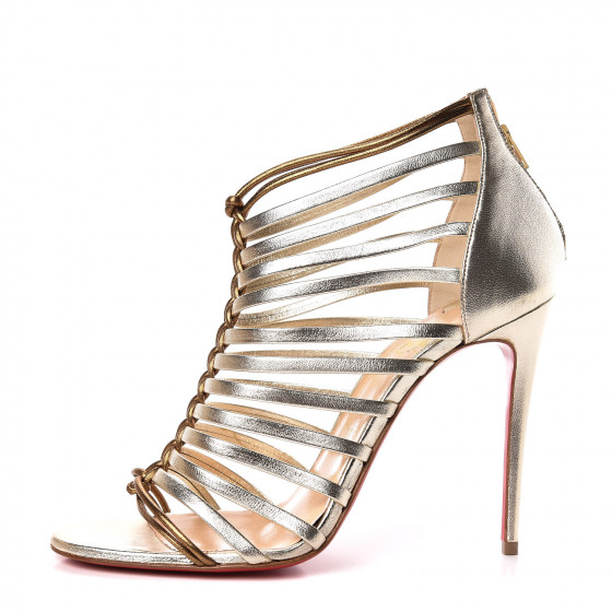 CHRISTIAN LOUBOUTIN Nappa Silk Milla 100 Cage Sandals 38.5