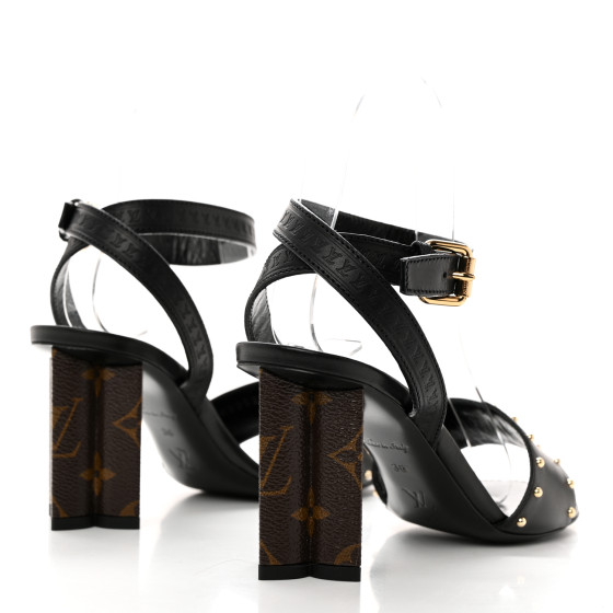 【ペコrinさま】Louis Vuitton ミュールブラックサテン22.5cm Authentic Louis Vuitton Black Leather Rubber Bow Sandal Size