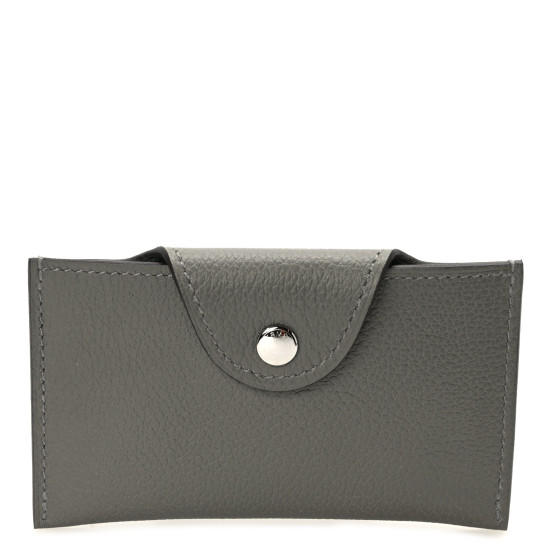 HERMES Evercolor Iliade Card Holder Gris Meyer 1420123 | FASHIONPHILE