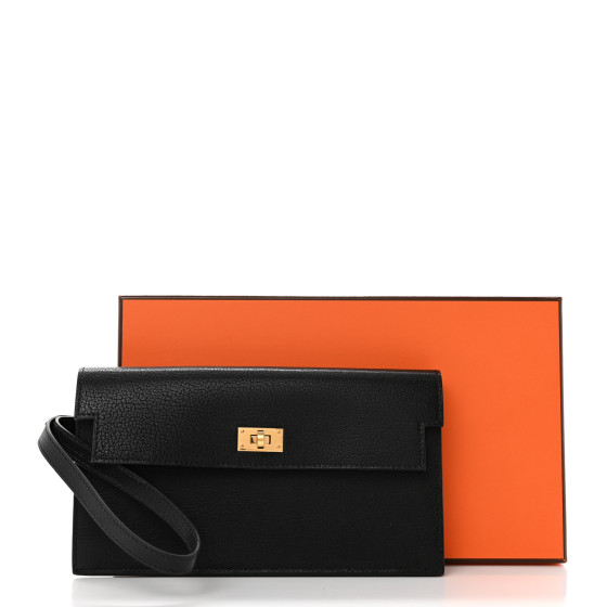 HERMES 長財布 Kelly Pocket Long Chamkila HERMES Chevre Chamkila Kelly Pocket Long Wallet Black