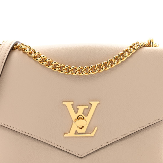 中古★Louis Vuitton Mylockme Chain Bag★ LOUIS VUITTON Soft Calfskin Mylockme Chain Bag BB Greige