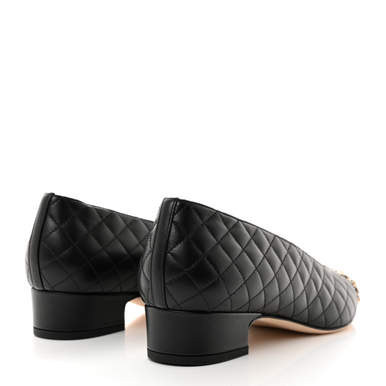CHANEL Lambskin Grosgrain Quilted Cap Toe CC Chain Pumps 41