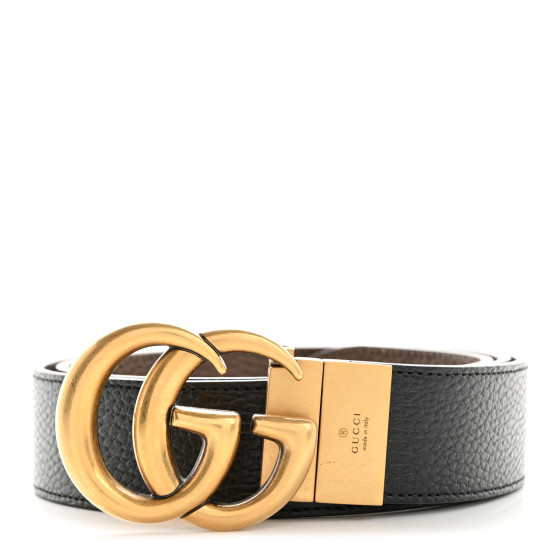 GUCCI ブラックレザー ベルト 95/38 グッチ 114984 インターロッキングG ベルト 95/38 レザー
