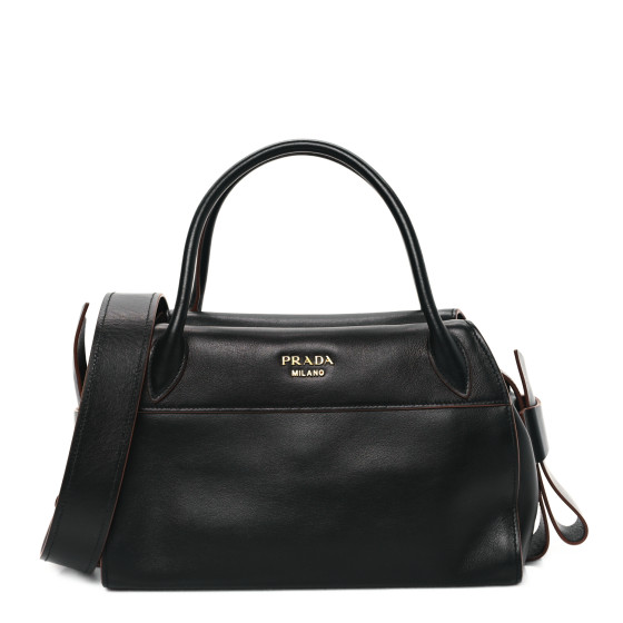 PRADA City Calf Ribbon Bowling Bag Black 1629811 | FASHIONPHILE