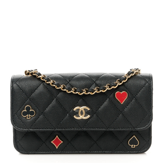 CHANEL Caviar Quilted Enamel Coco Casino Flap Phone Holder