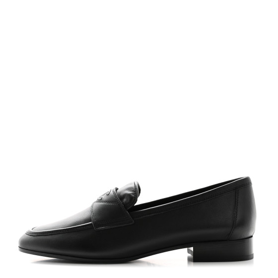 【CHANEL】希少ヴィンテージローファー黒37号 AUTH CHANEL VINTAGE QUILTED LOAFERS SZ SHOES BLK LEATH SZ