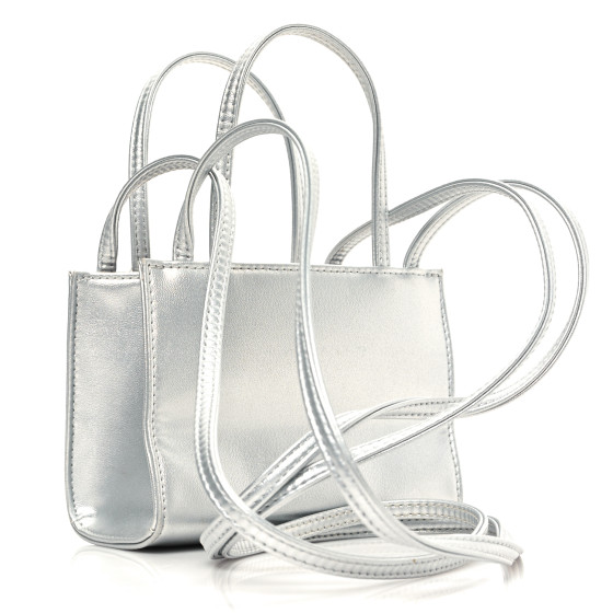 トートバッグ Telfar Shopping Bag Small White in Vegan Leather with Silver Small shopping bag vegan leather crossbody bag Telfar White