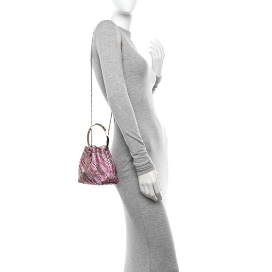 JIMMY CHOO Satin Wave Degrade Hotfix Crystal Embellished Bon
