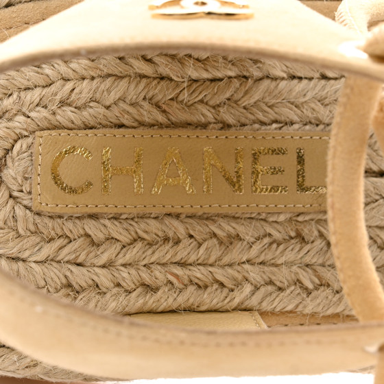 CHANEL Suede Espadrille Sandals 36 Beige 1502788 | FASHIONPHILE