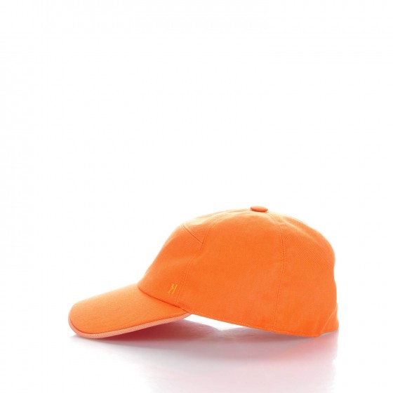 HERMES Cotton Silk Horse Riding Cap 57 Orange 145731