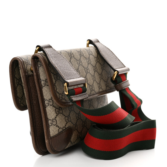 GUCCI GG Supreme Monogram Web Small Neo Vintage Double Flap