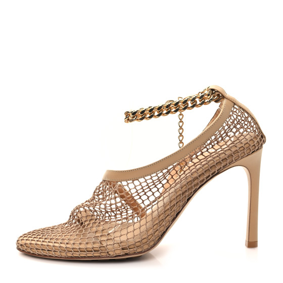 ぽち BOTTEGA VENETA Mesh Nappa Chunky Chain Sandals 39.5 Beige