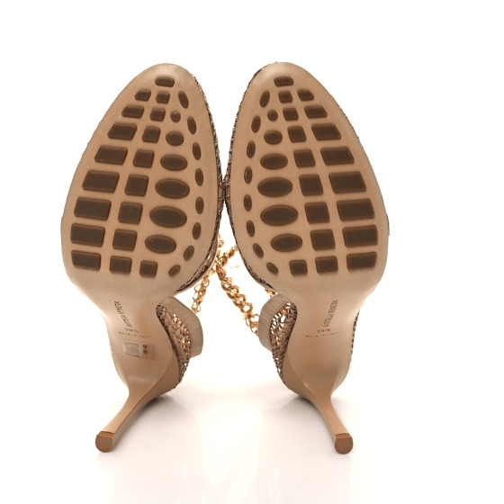 ぽち BOTTEGA VENETA Mesh Nappa Chunky Chain Sandals 39.5 Beige