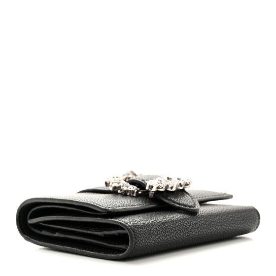 JIMMY CHOO CHERI WALLET/S ブラック NWT NEW Jimmy Choo Cheri Black leather crystal buckle