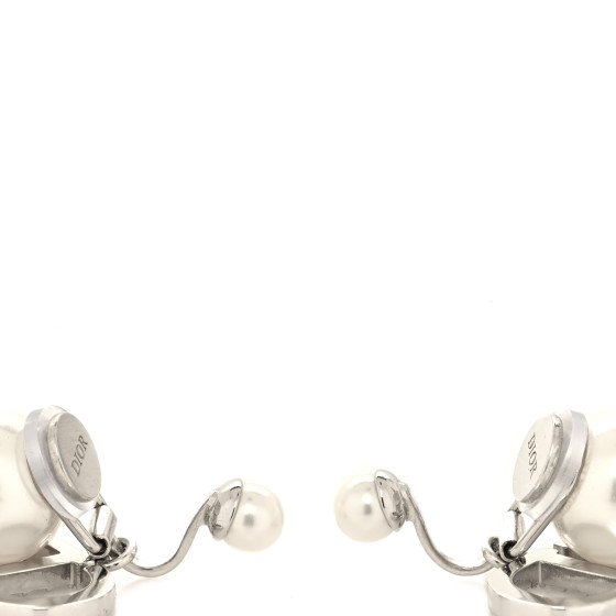 CHRISTIAN DIOR Pearl Crystal Tribal CD Clip On Drop Earrings