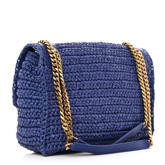 SAINT LAURENT Raffia Calfskin Monogram Medium Niki Chain