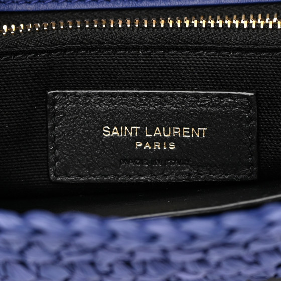 SAINT LAURENT Raffia Calfskin Monogram Medium Niki Chain