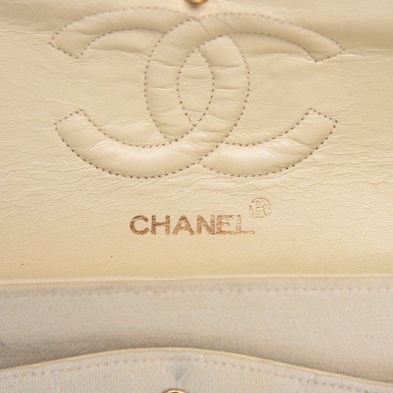 CHANEL Jersey Quilted Medium Double Flap Beige 262904